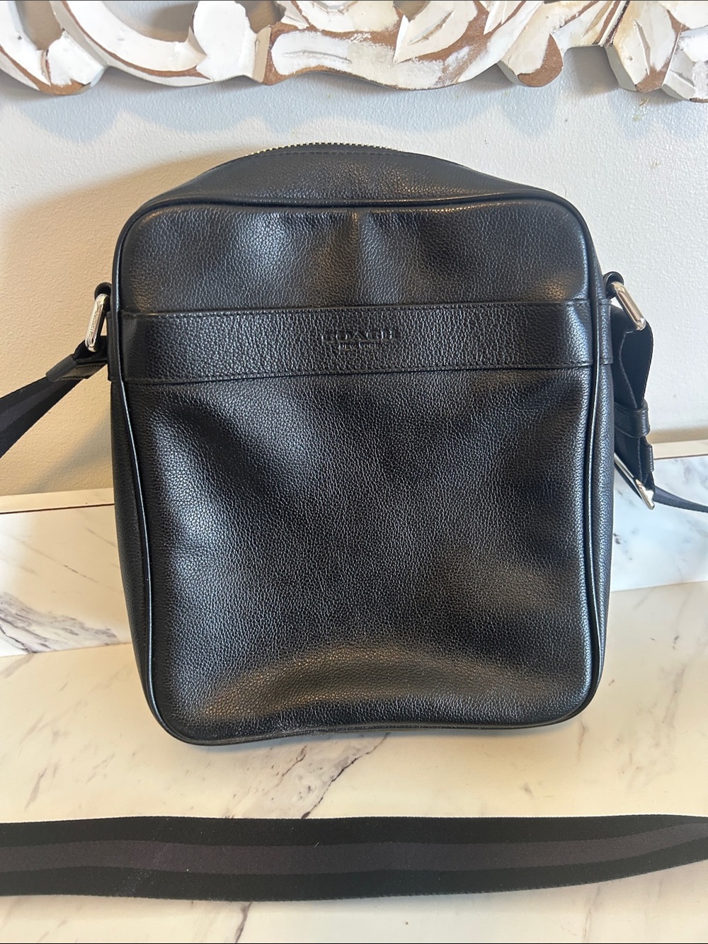 Coach Black Pebbled Leather Messenger Crossbody Bag - Picture 3 of 13